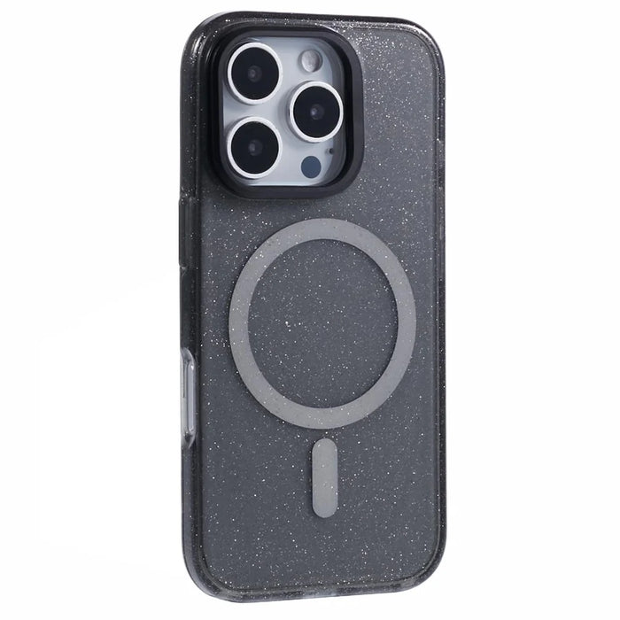 KIGC For iPhone 16 Pro Case Compatible with MagSafe Epoxy Design Kickstand TPU+PC Phone Back Cover - Black - 3