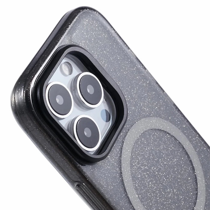 KIGC For iPhone 16 Pro Case Compatible with MagSafe Epoxy Design Kickstand TPU+PC Phone Back Cover - Black - 6