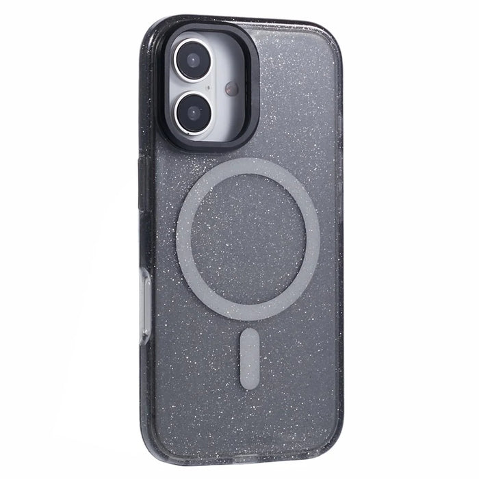 KIGC For iPhone 16 Case Compatible with MagSafe Epoxy Design Kickstand TPU+PC Phone Back Cover - Black - 1