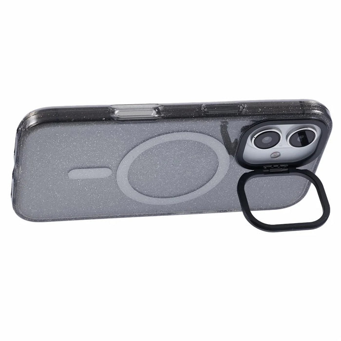 KIGC For iPhone 16 Case Compatible with MagSafe Epoxy Design Kickstand TPU+PC Phone Back Cover - Black - 5