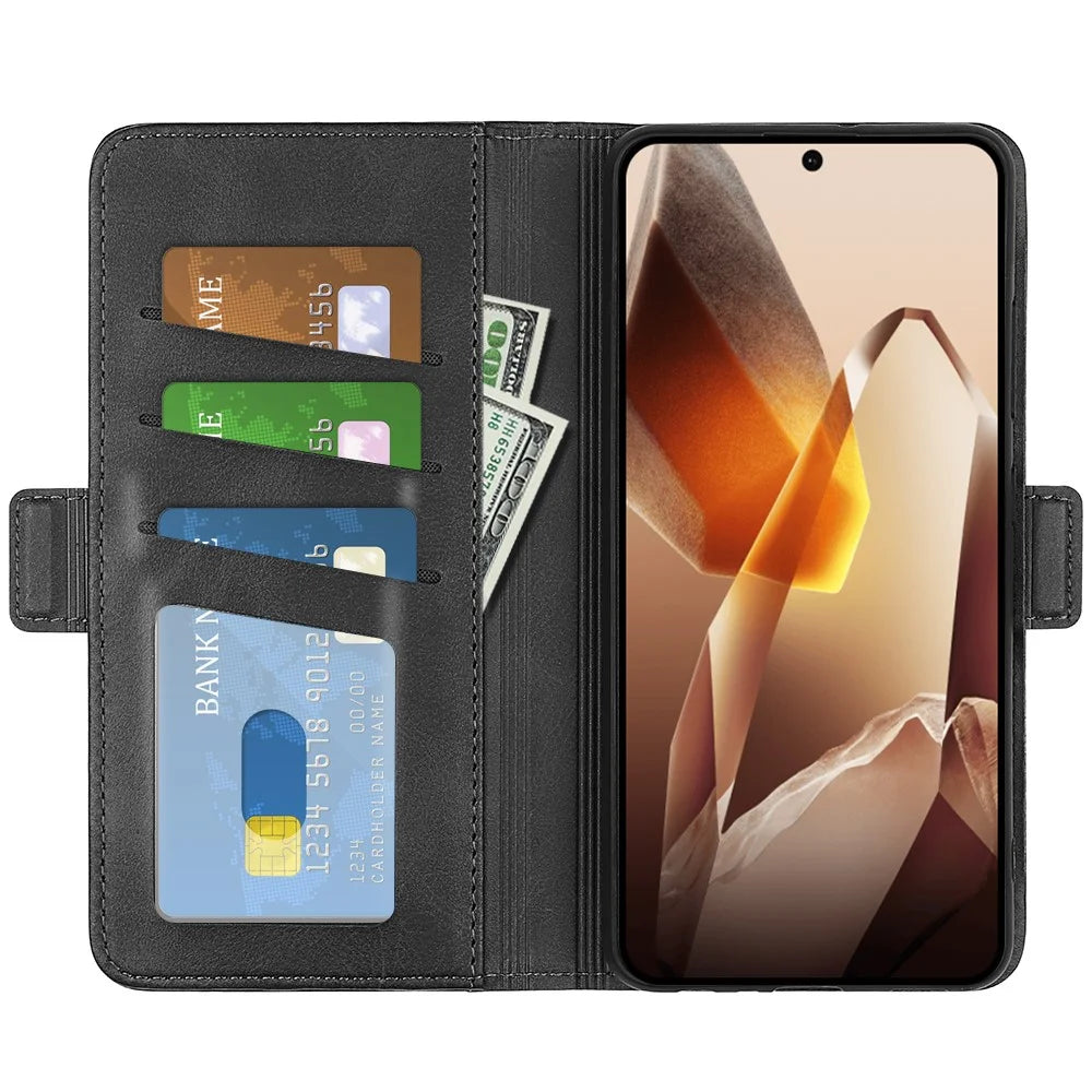 For OnePlus 13 Stand Case Calf Texture Leather Wallet Phone Cover - Black - 2