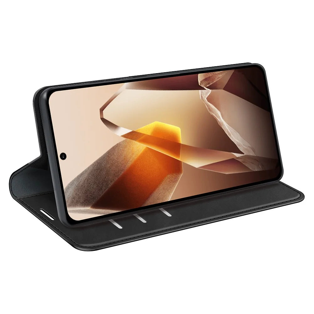 For OnePlus 13 Case Skin-Touch Leather Wallet Phone Cover - Black - 3