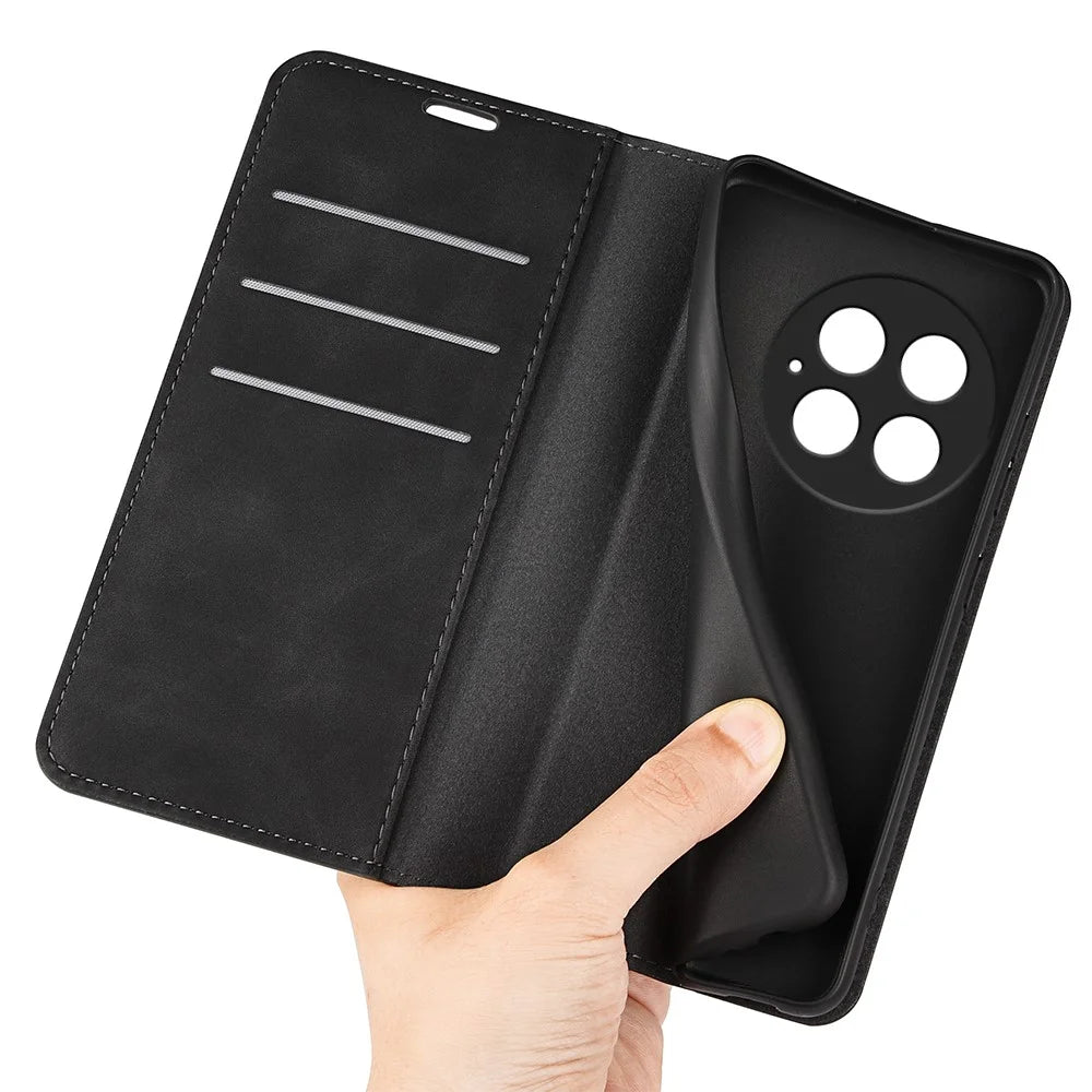 For OnePlus 13 Case Skin-Touch Leather Wallet Phone Cover - Black - 5