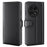 For OnePlus 13 Case Genuine Split Leather Phone Cover with Wallet Stand - Black - 1