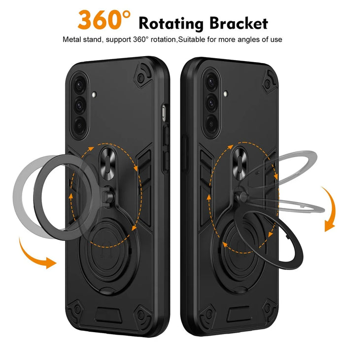 For Samsung Galaxy A36 5G Case Rotatable Kickstand PC+TPU Drop Protection Phone Cover - Black - 2