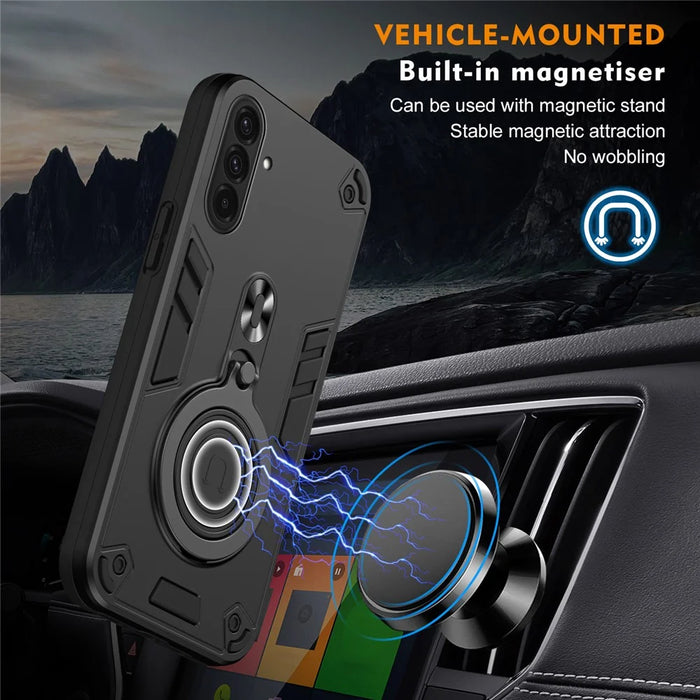 For Samsung Galaxy A36 5G Case Rotatable Kickstand PC+TPU Drop Protection Phone Cover - Black - 7