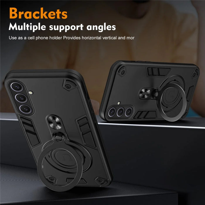 For Samsung Galaxy S25+ Case Rotatable Kickstand PC+TPU Drop Protection Phone Cover - Black - 4