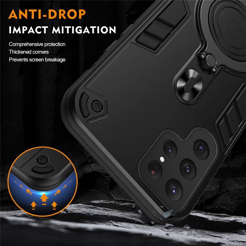 For Samsung Galaxy S25 Ultra Case Rotatable Kickstand PC+TPU Drop Protection Phone Cover - Black - 6