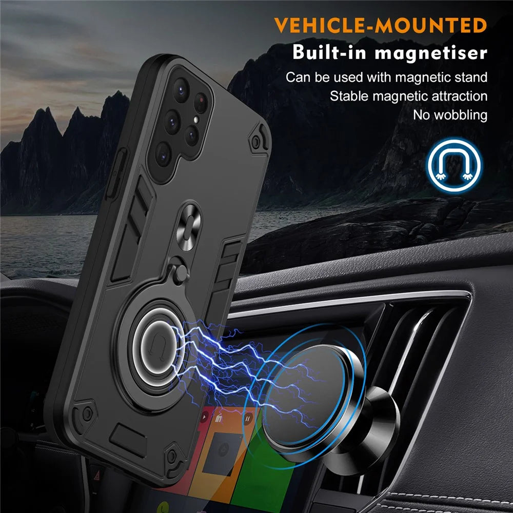 For Samsung Galaxy S25 Ultra Case Rotatable Kickstand PC+TPU Drop Protection Phone Cover - Black - 7