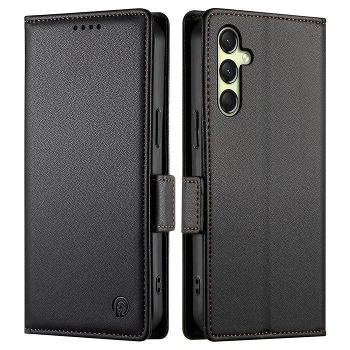 DF-010 For Samsung Galaxy A26 5G Stand Case PU Leather Wallet Phone Cover - Black - 1