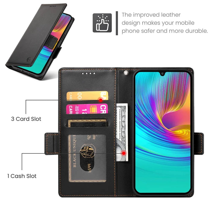 DF-010 For Samsung Galaxy A26 5G Stand Case PU Leather Wallet Phone Cover - Black - 5
