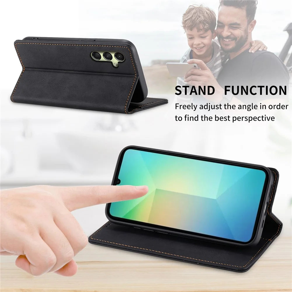 DF-05 For Samsung Galaxy A26 5G Wallet Case RFID Blocking PU Leather Phone Cover - Black - 3