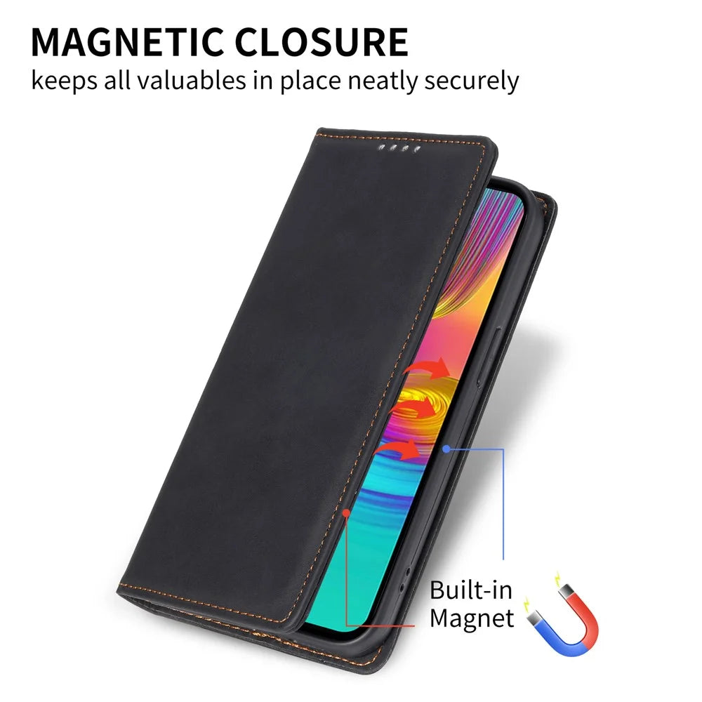 DF-05 For Samsung Galaxy A26 5G Wallet Case RFID Blocking PU Leather Phone Cover - Black - 5