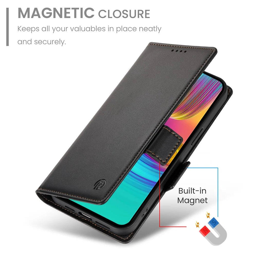 DF-010 For Samsung Galaxy A36 5G Stand Case PU Leather Wallet Phone Cover - Black - 6
