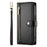 DF-011 For Samsung Galaxy A36 5G Case Zipper Pocket Wallet Leather Phone Cover with Straps - Black - 7