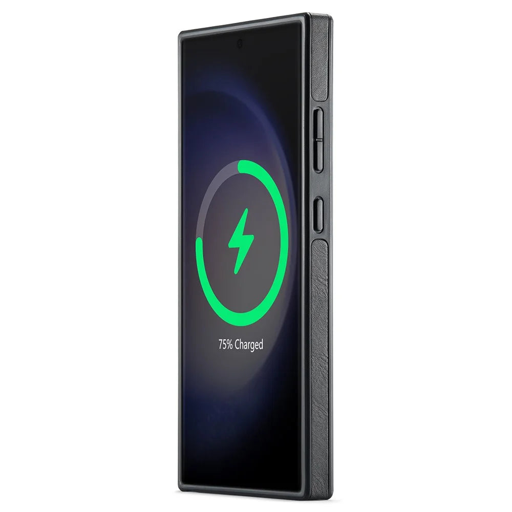 MAGKING K1 Series For Samsung Galaxy S23 Ultra Magnetic Case PC+TPU+PU Leather Phone Cover - Black - 3