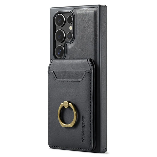 MAGKING K1 Series For Samsung Galaxy S23 Ultra Magnetic Case PC+TPU+PU Phone Cover with Card Holder - Black - 2