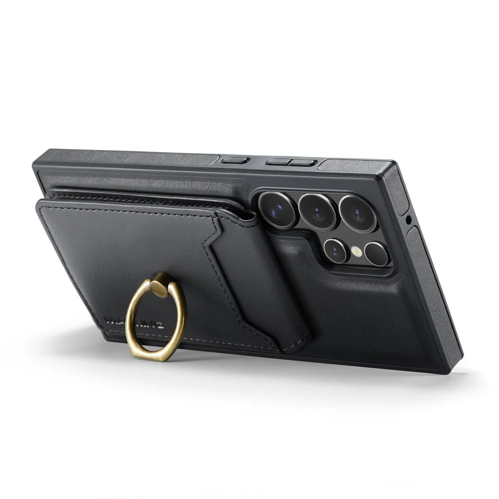 MAGKING K1 Series For Samsung Galaxy S23 Ultra Magnetic Case PC+TPU+PU Phone Cover with Card Holder - Black - 6