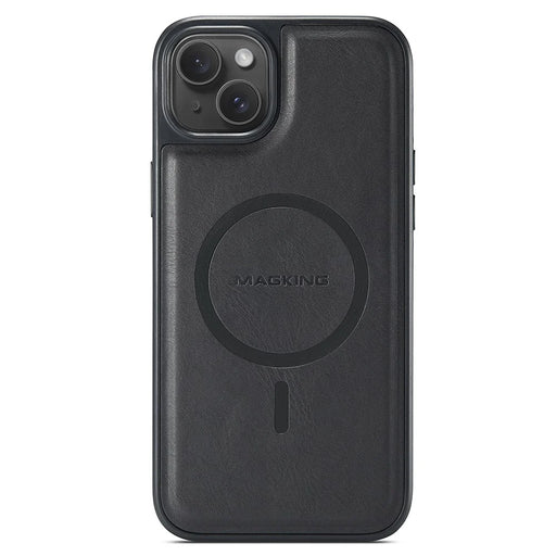 MAGKING K1 Series For iPhone 13 Magnetic Case PC+TPU+PU Leather Phone Cover - Black - 1