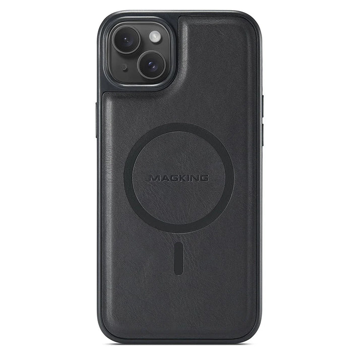 MAGKING K1 Series For iPhone 13 Magnetic Case PC+TPU+PU Leather Phone Cover - Black - 1