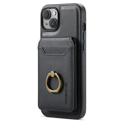 MAGKING K1 Series For iPhone 14 Magnetic Case PC+TPU+PU Phone Cover with Card Holder - Black - 2