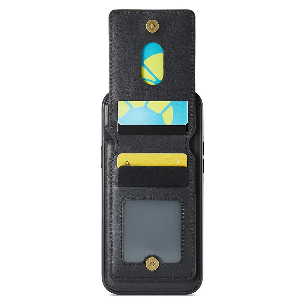 MAGKING K1 Series For iPhone 14 Magnetic Case PC+TPU+PU Phone Cover with Card Holder - Black - 5