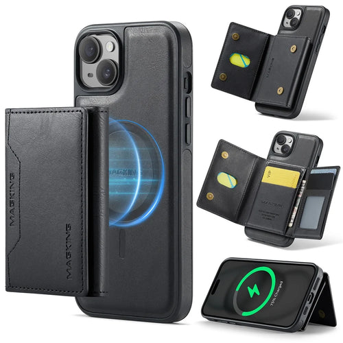 MAGKING K2 Series For iPhone 13 Case Compatible with MagSafe PC+TPU+PU Phone Cover - Black - 1