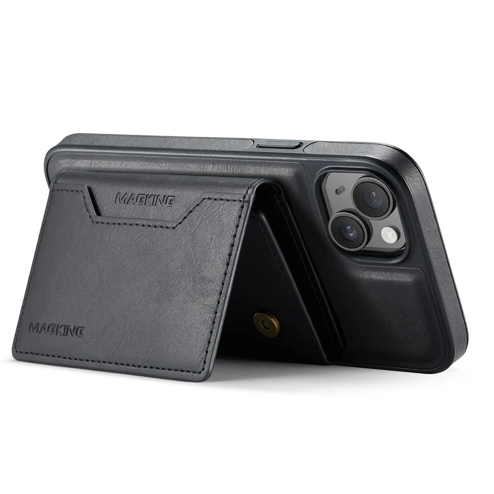 MAGKING K2 Series For iPhone 13 Case Compatible with MagSafe PC+TPU+PU Phone Cover - Black - 6