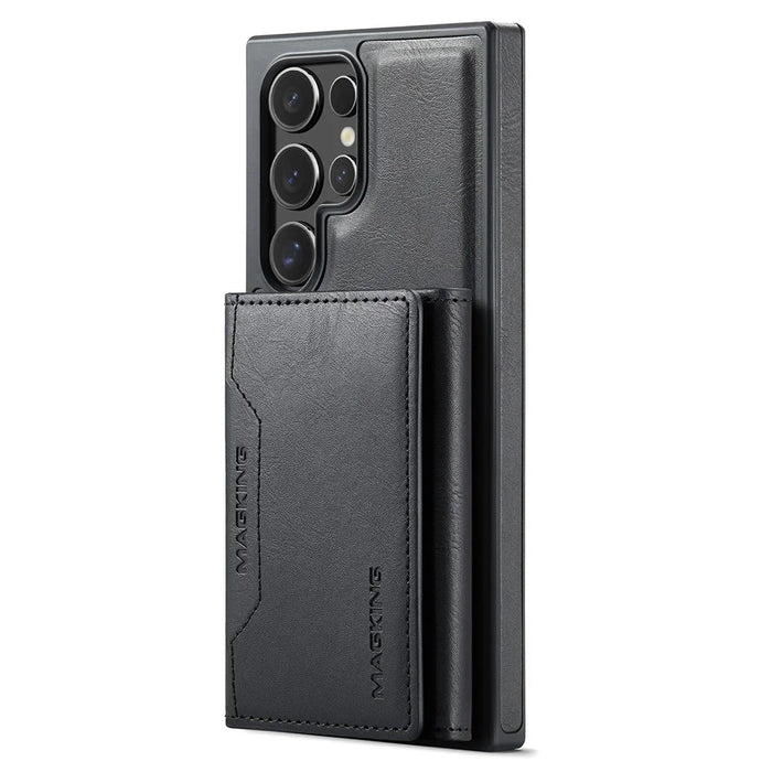 MAGKING K2 Series For Samsung Galaxy S23 Ultra Magnetic Case PC+TPU+PU Phone Cover - Black - 2