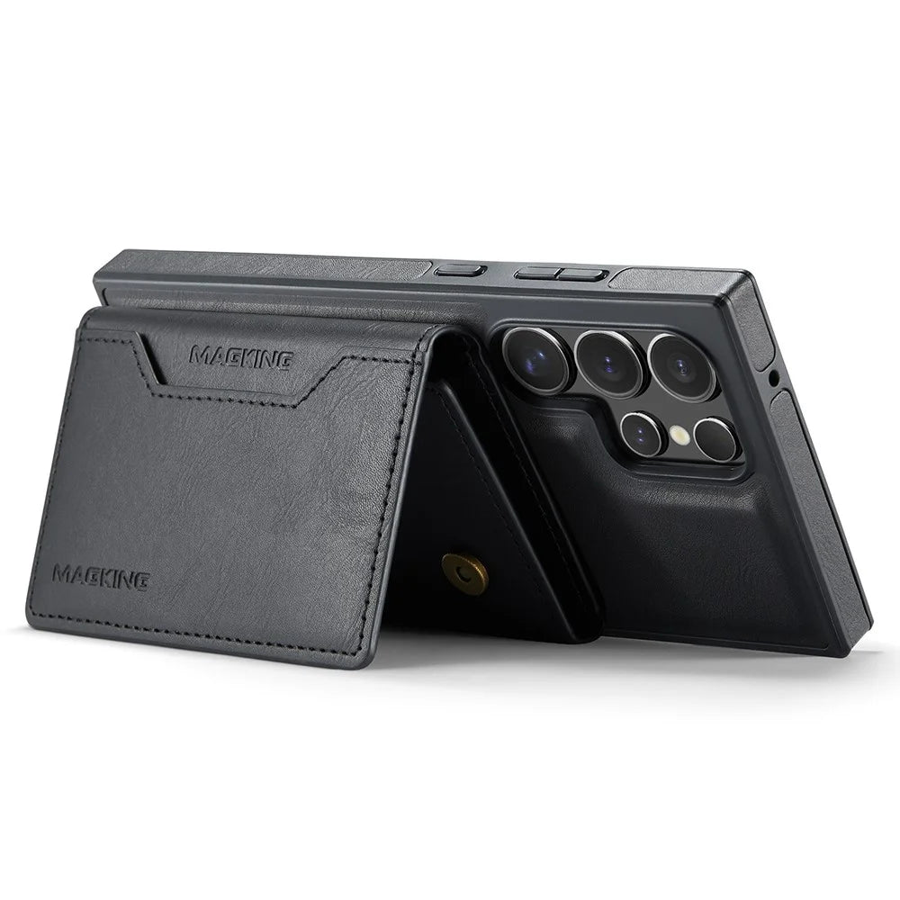 MAGKING K2 Series For Samsung Galaxy S23 Ultra Magnetic Case PC+TPU+PU Phone Cover - Black - 6