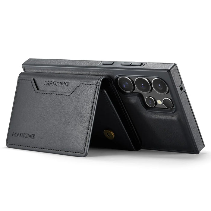 MAGKING K2 Series For Samsung Galaxy S23 Ultra Magnetic Case PC+TPU+PU Phone Cover - Black - 6