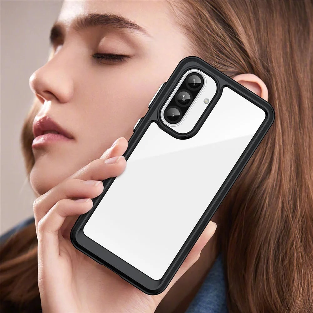 For Samsung Galaxy A36 5G Case TPU+Acrylic Protective Clear Phone Cover - Black - 6