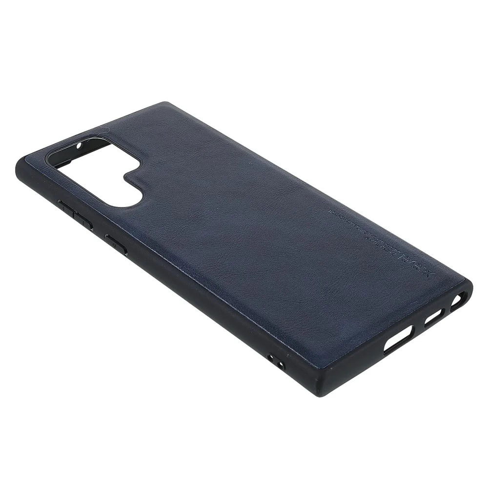 X-LEVEL Bojue-3 Series For Samsung Galaxy S25 Ultra Case Leather Coated PC+TPU Phone Back Cover - Blue - 4