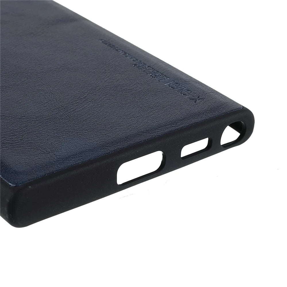 X-LEVEL Bojue-3 Series For Samsung Galaxy S25 Ultra Case Leather Coated PC+TPU Phone Back Cover - Blue - 5