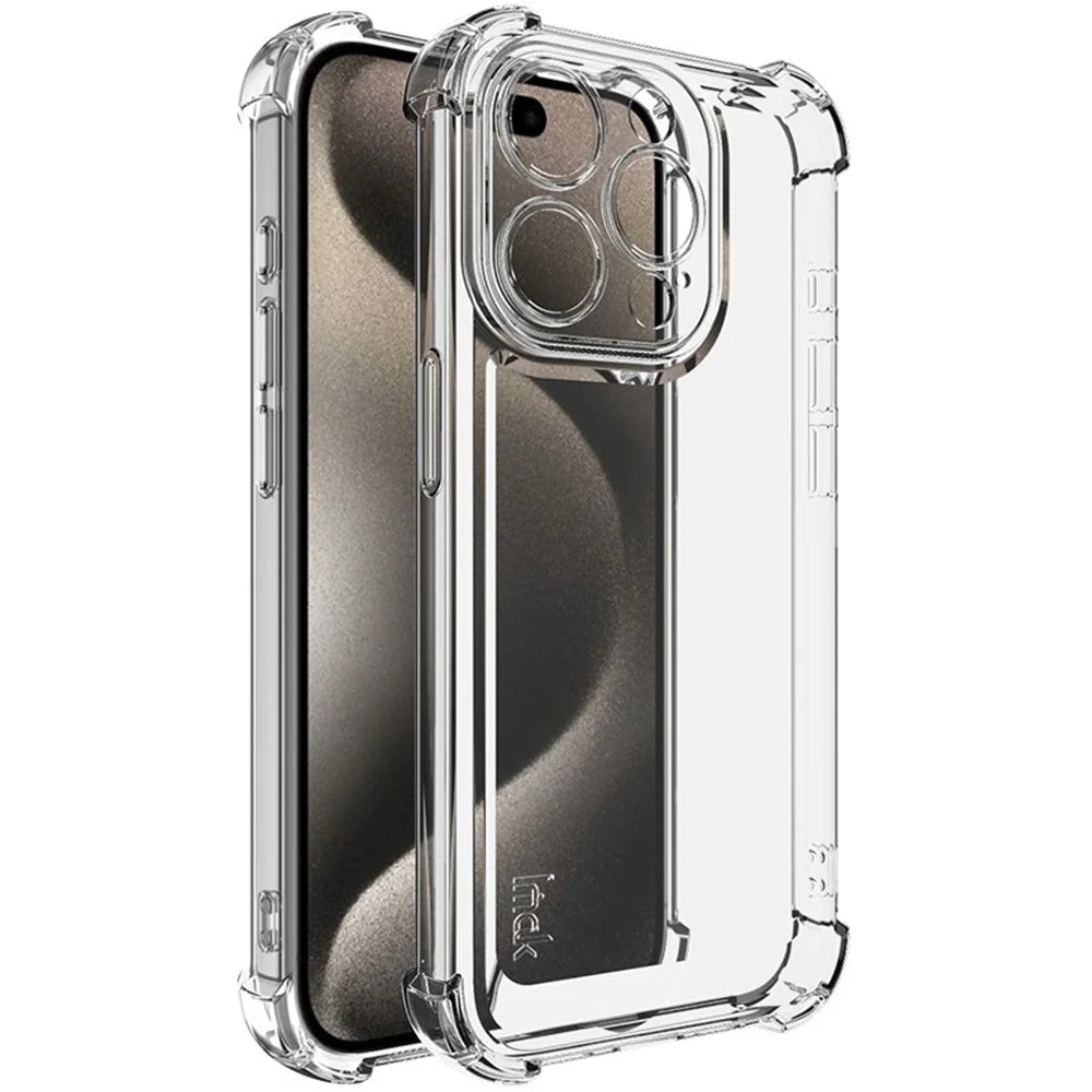 IMAK UX-4 Series For iPhone 15 Pro Case Straight Frame Four Corner Shockproof Clear TPU Cover - 1
