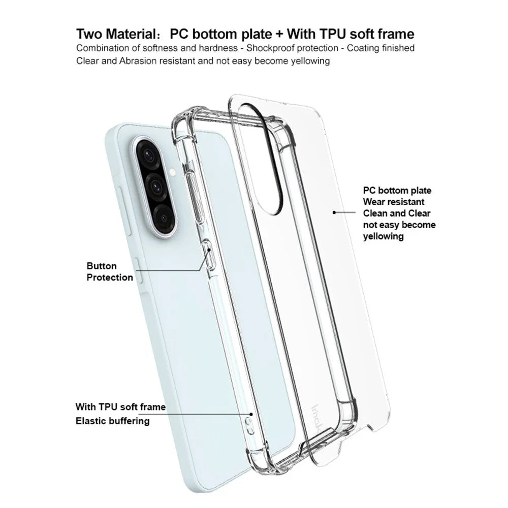 IMAK For Samsung Galaxy A36 5G Case PC+TPU Shockproof Clear Phone Cover - 3