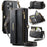 CASEME For iPhone 16 Pro  Case C39 RFID Blocking Zipper Wallet Stand Leather Cover with Strap - Black - 1