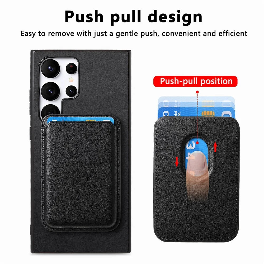 For Samsung Galaxy S25 Ultra Case Detachable Magnetic Card Bag Leather Phone Back Cover - Black - 7