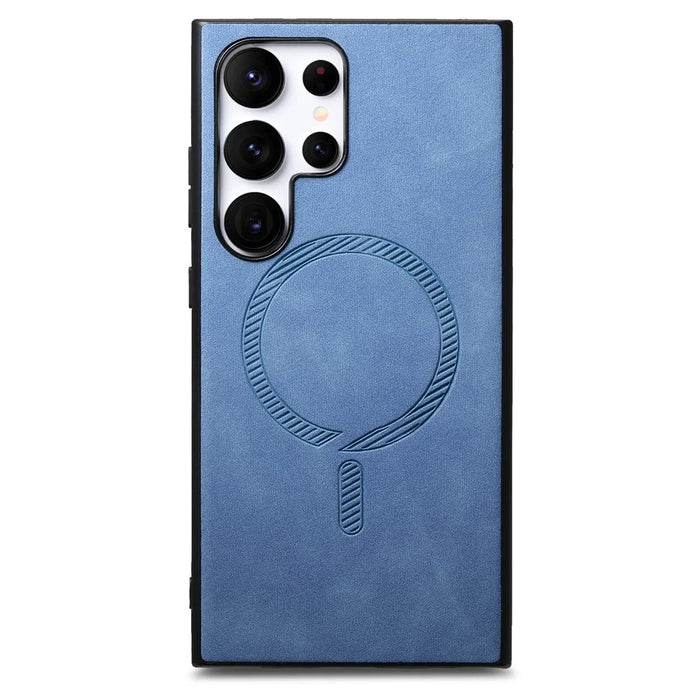 For Samsung Galaxy S25 Ultra Leather Back Magnetic Case Skin-touch Phone Cover - Blue - 2