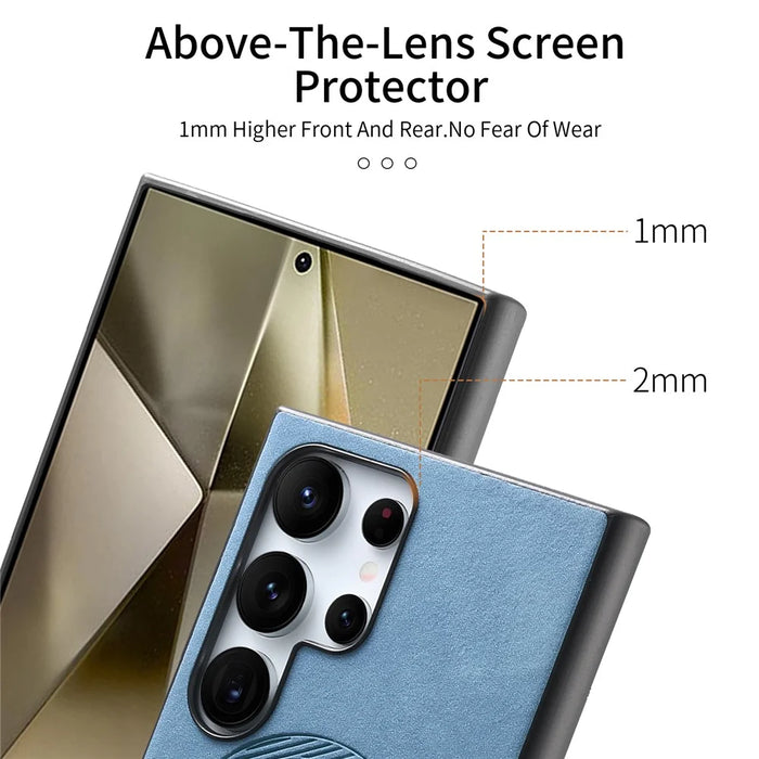 For Samsung Galaxy S25 Ultra Leather Back Magnetic Case Skin-touch Phone Cover - Blue - 7