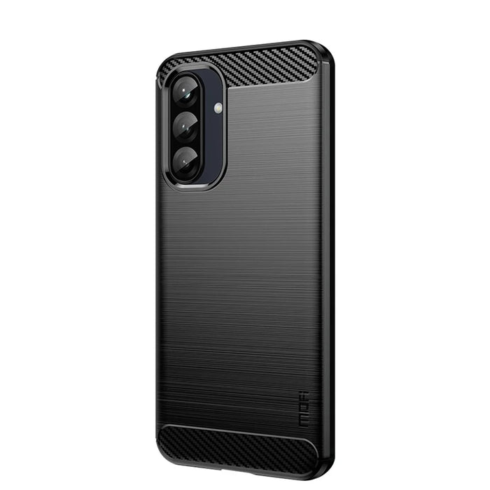 MOFI For Samsung Galaxy A26 5G Back Cover  Brushed Carbon Fiber Texture Soft TPU Case - Black - 1