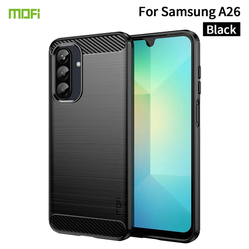 MOFI For Samsung Galaxy A26 5G Back Cover  Brushed Carbon Fiber Texture Soft TPU Case - Black - 2
