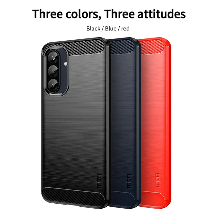 MOFI For Samsung Galaxy A26 5G Back Cover  Brushed Carbon Fiber Texture Soft TPU Case - Black - 3
