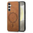 For Samsung Galaxy S25+ Leather Back Magnetic Case Skin-touch Phone Cover - Brown - 2