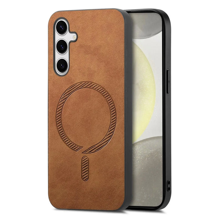 For Samsung Galaxy S25+ Leather Back Magnetic Case Skin-touch Phone Cover - Brown - 2