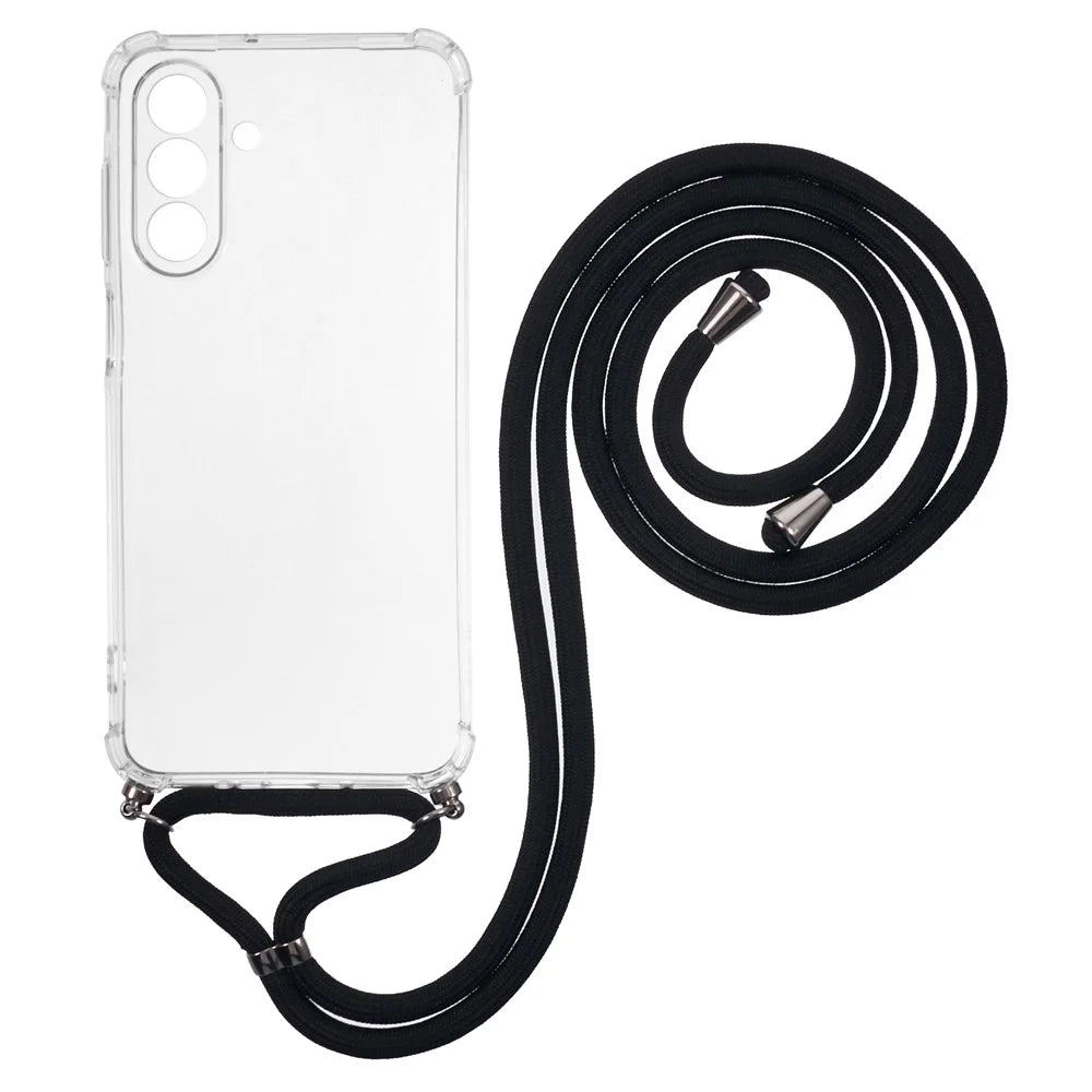 For Samsung Galaxy A26 5G Case Reinforced Corner TPU Clear Phone Cover with Lanyard - 1