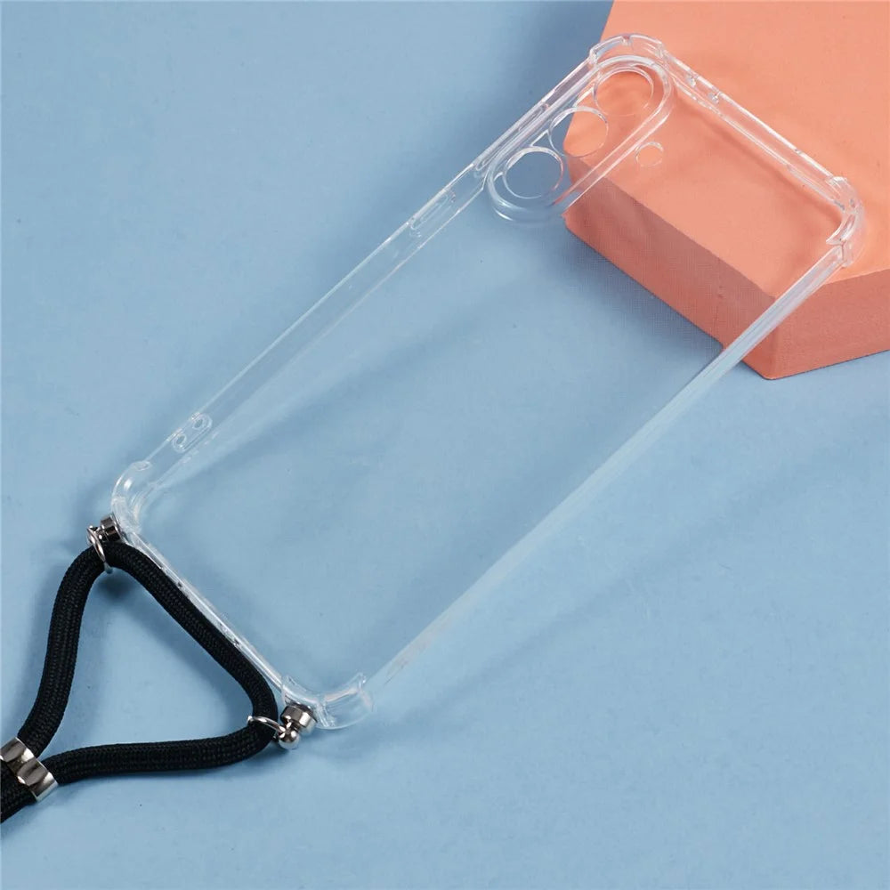For Samsung Galaxy A56 5G Case Reinforced Corner TPU Clear Phone Cover with Lanyard - 3