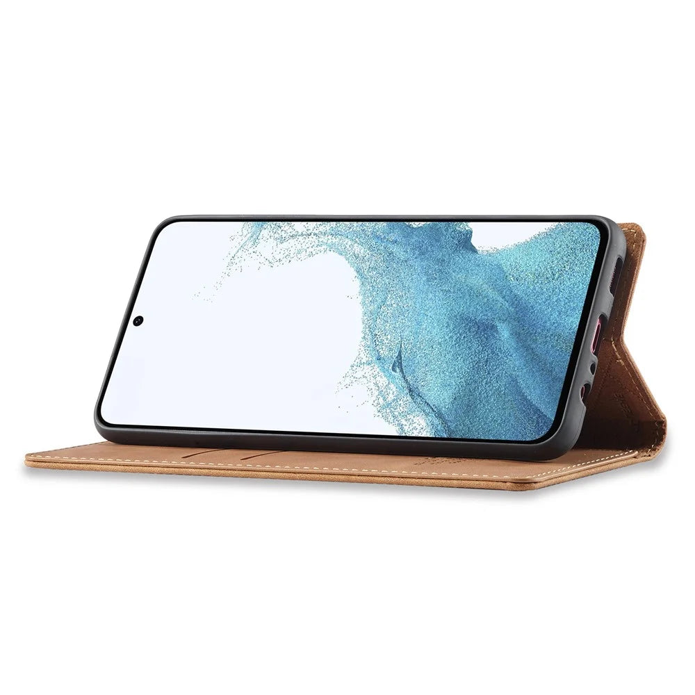 LC.IMEEKE For Samsung Galaxy A16 5G / A16 4G Stand Case TPU+PU Flip Phone Cover - Brown - 3