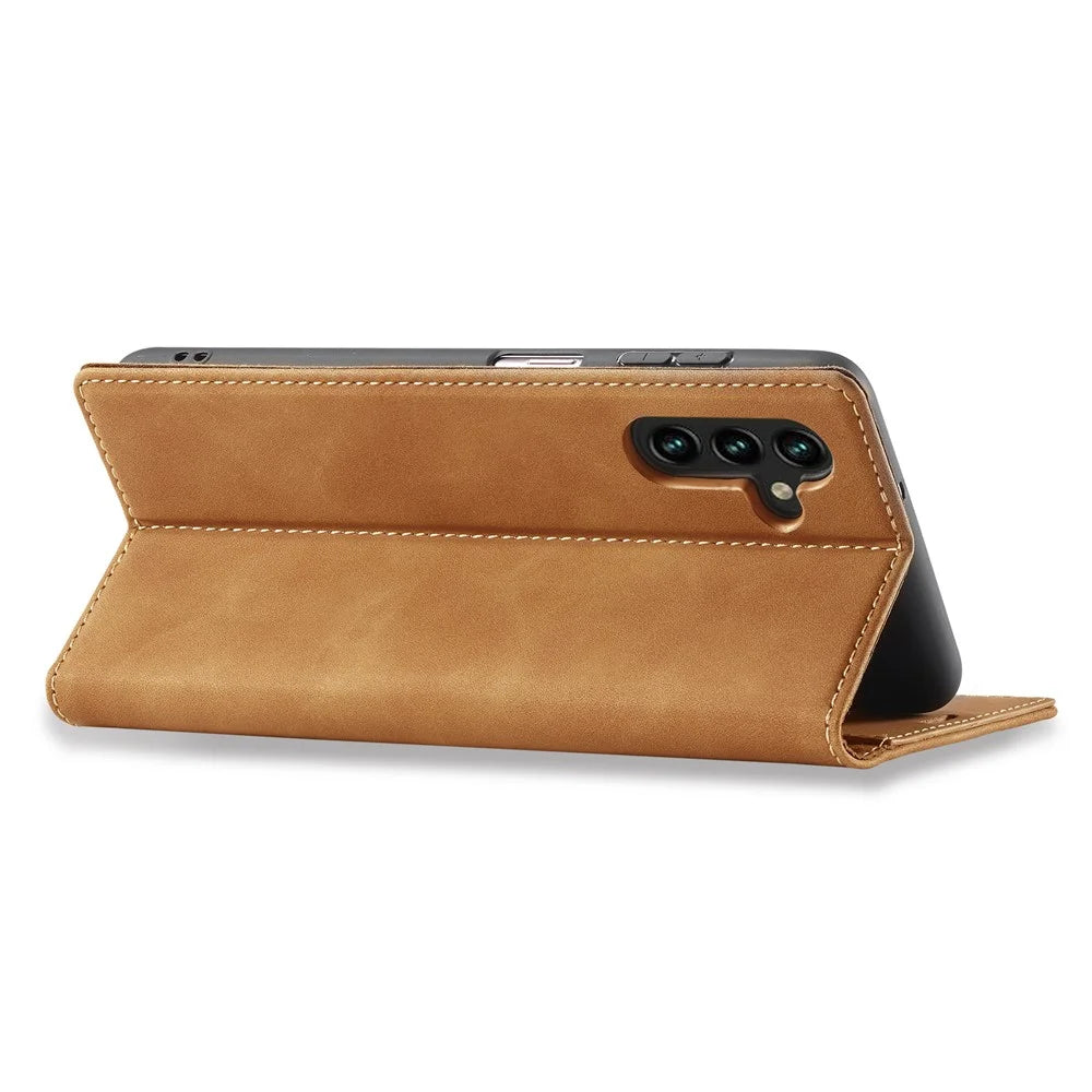 LC.IMEEKE For Samsung Galaxy A16 5G / A16 4G Stand Case TPU+PU Flip Phone Cover - Brown - 4