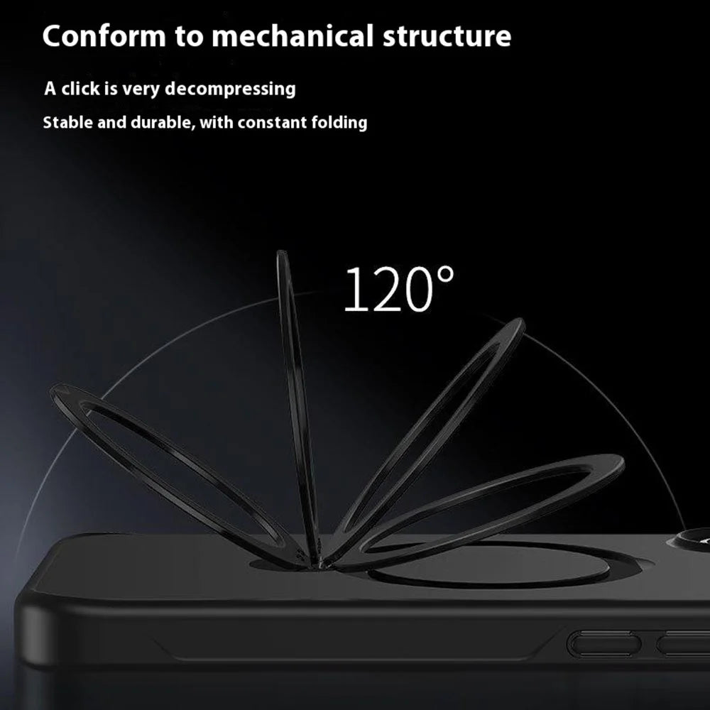 For iPhone 16 Pro Case Compatible with MagSafe PC+TPU Rotating Kickstand Phone Cover - Black - 4